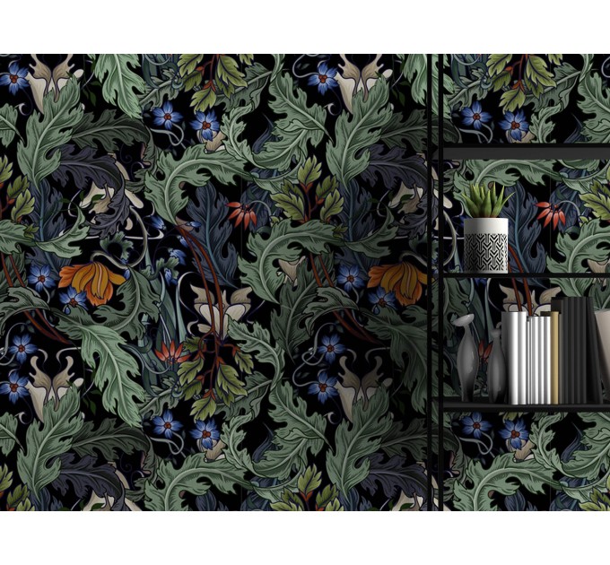 Vintage dark floral wallpaper botanical motives