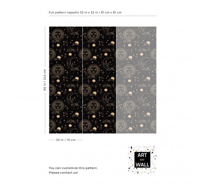 Dark wallpaper sun and moon celestial non metallic wallpaper