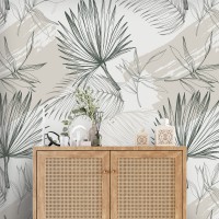 Tropical wallpaper minimalist palm leaves