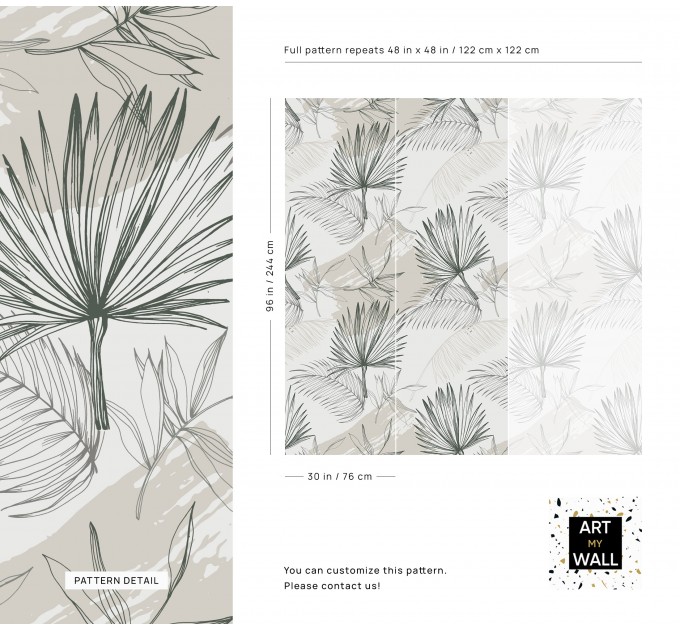Tropical wallpaper minimalist palm leaves