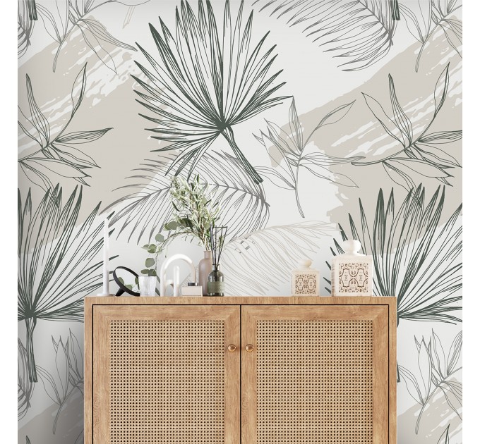 Tropical wallpaper minimalist palm leaves