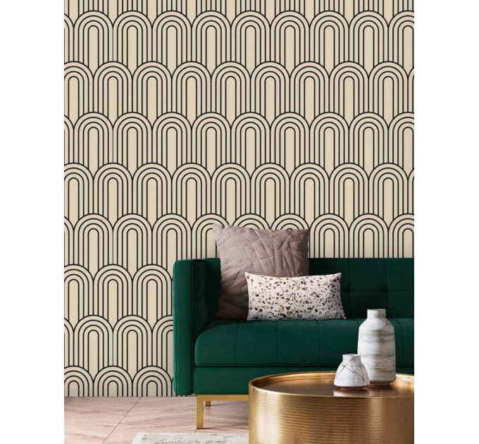 Geometric wallpaper minimalist neutral pattern with arches