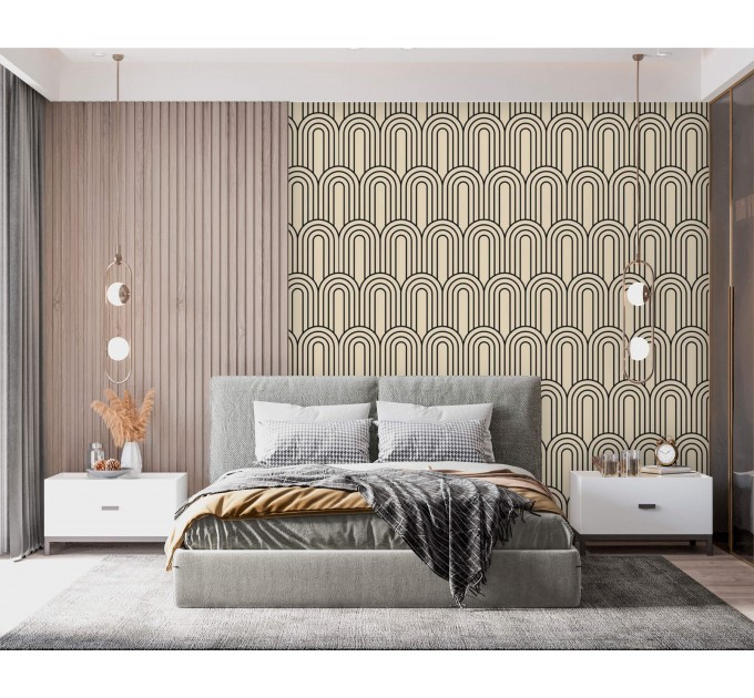 Geometric wallpaper minimalist neutral pattern with arches