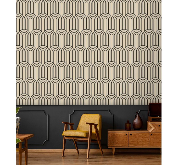 Geometric wallpaper minimalist neutral pattern with arches