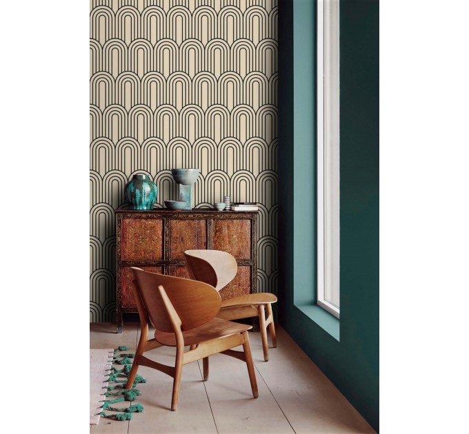 Geometric wallpaper minimalist neutral pattern with arches