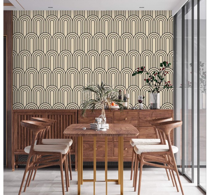 Geometric wallpaper minimalist neutral pattern with arches