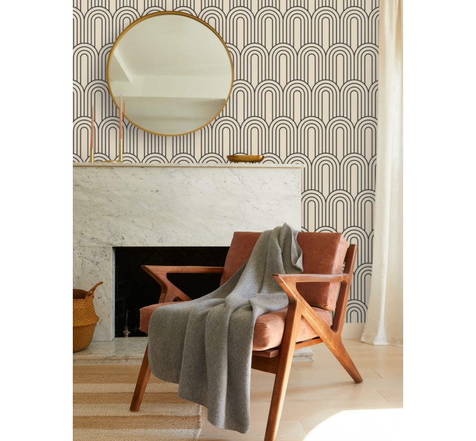 Geometric wallpaper minimalist neutral pattern with arches