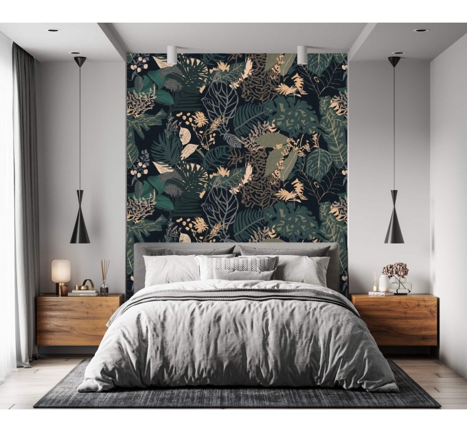 Dark botanical tropical wallpaper moody jungle foliage