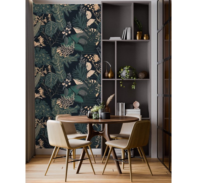Dark botanical tropical wallpaper moody jungle foliage