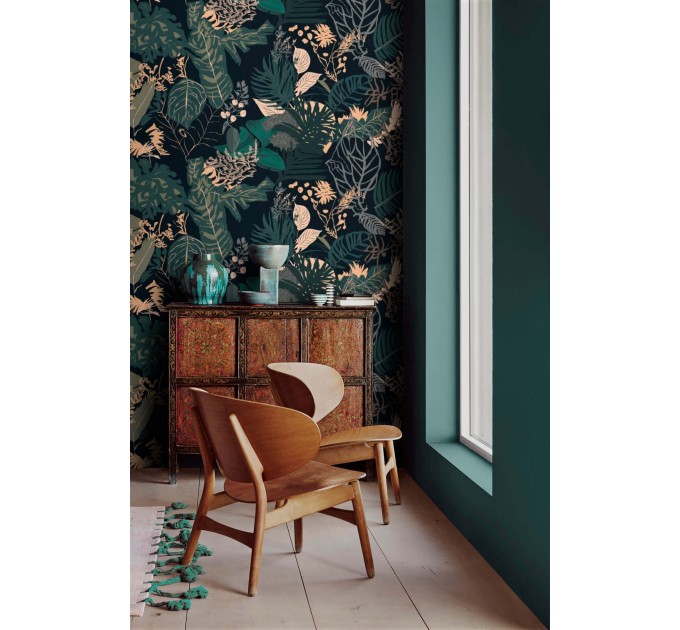 Dark botanical tropical wallpaper moody jungle foliage