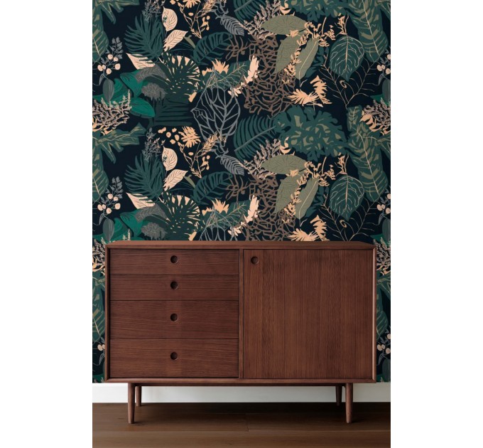 Dark botanical tropical wallpaper moody jungle foliage
