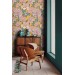 Vintage floral wallpaper, large peony flowers decor