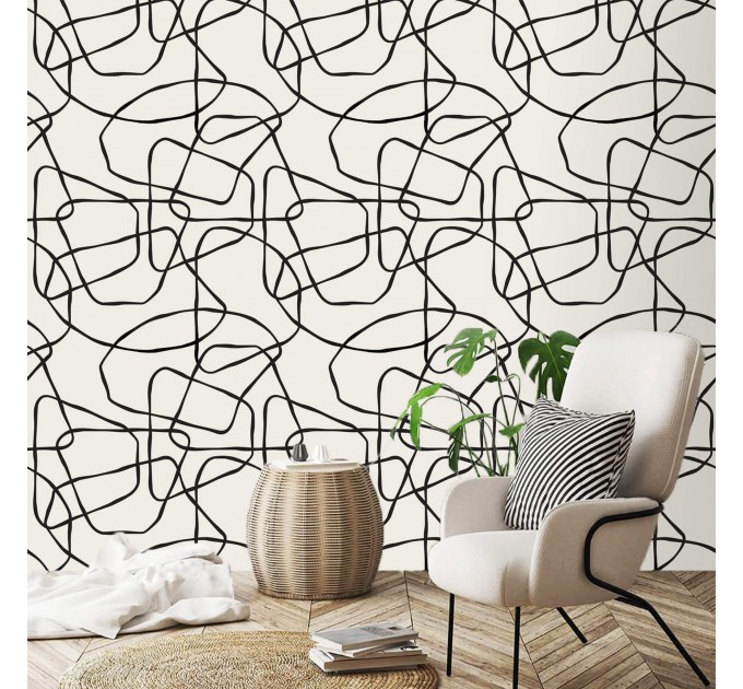 Abstract lines wallpaper minimalist style wall covering