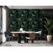 Dark botanical wallpaper green large leaves