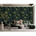 Dark botanical wallpaper green large leaves