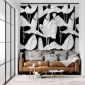 Wallpaper large banana leaves black and white