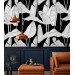 Wallpaper large banana leaves black and white