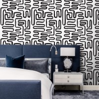 Wallpaper abstract lines black and white paint strokes