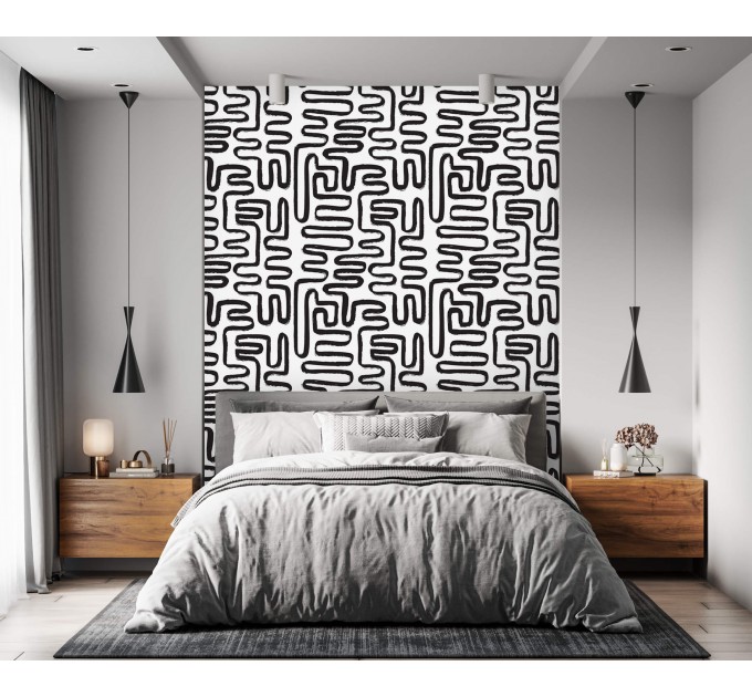 Wallpaper abstract lines black and white paint strokes