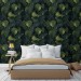 Dark botanical wallpaper green large leaves