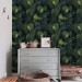 Dark botanical wallpaper green large leaves