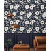 Dark floral wallpaper white flowers on dark blue