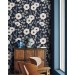 Dark floral wallpaper white flowers on dark blue