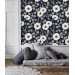Dark floral wallpaper white flowers on dark blue