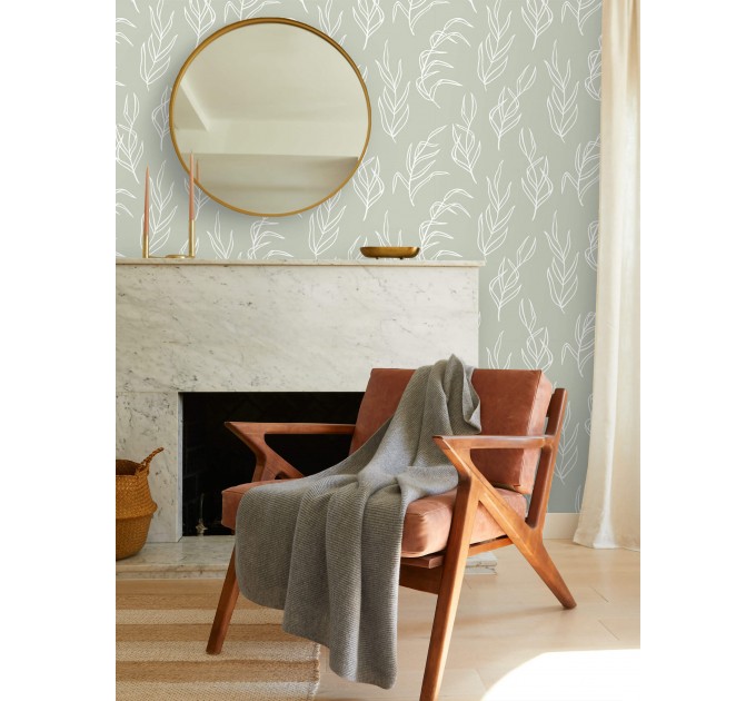 Botanical wallpaper minimalist sage green leaves