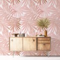 Wallpaper palm leaves Blush pink tropical wall covering