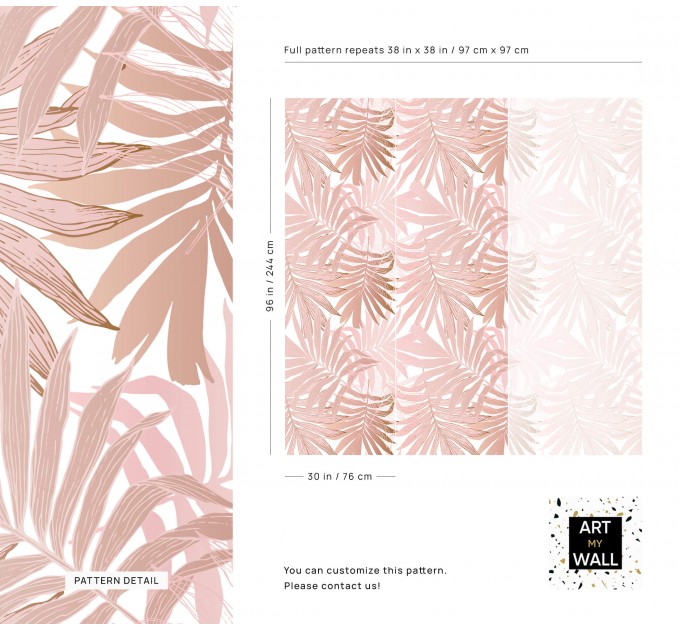 Wallpaper palm leaves Blush pink tropical wall covering