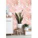Wallpaper palm leaves Blush pink tropical wall covering