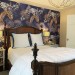 Tropical wallpaper blue gold palm leaves non metallic
