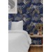 Tropical wallpaper blue gold palm leaves non metallic