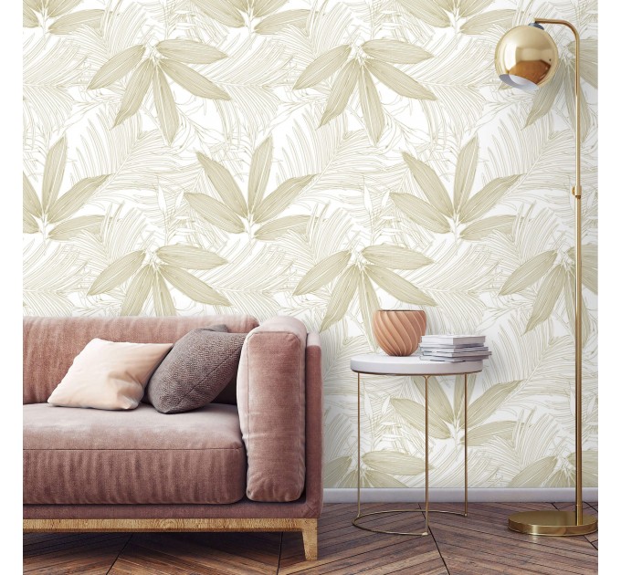 Tropical wallpaper minimalist palm leaves neutral colors