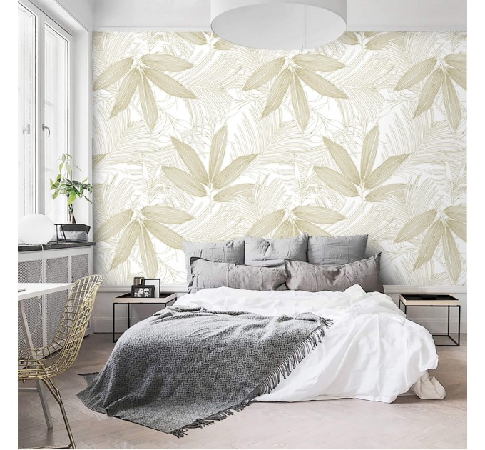 Tropical wallpaper minimalist palm leaves neutral colors