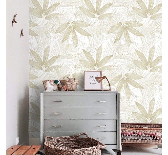 Tropical wallpaper minimalist palm leaves neutral colors