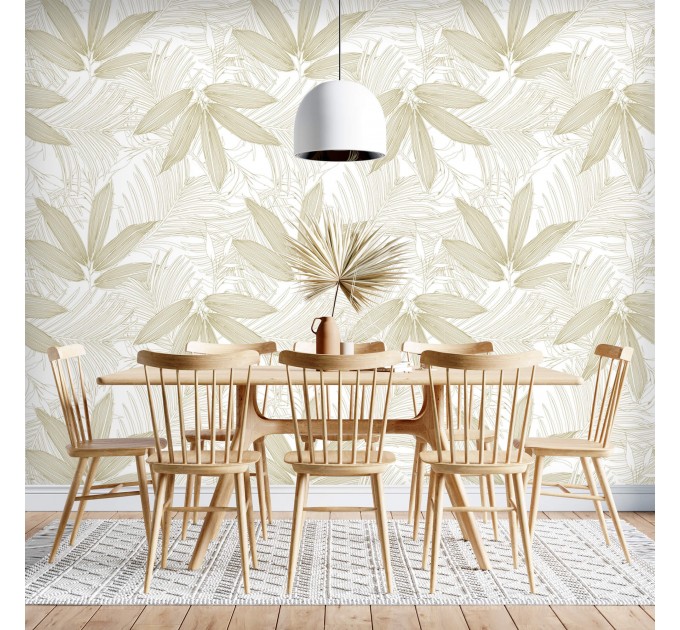 Tropical wallpaper minimalist palm leaves neutral colors