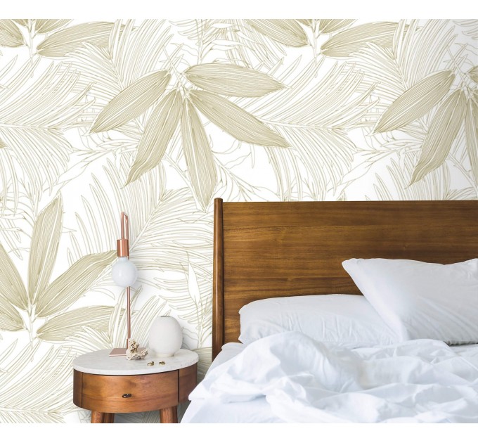 Tropical wallpaper minimalist palm leaves neutral colors