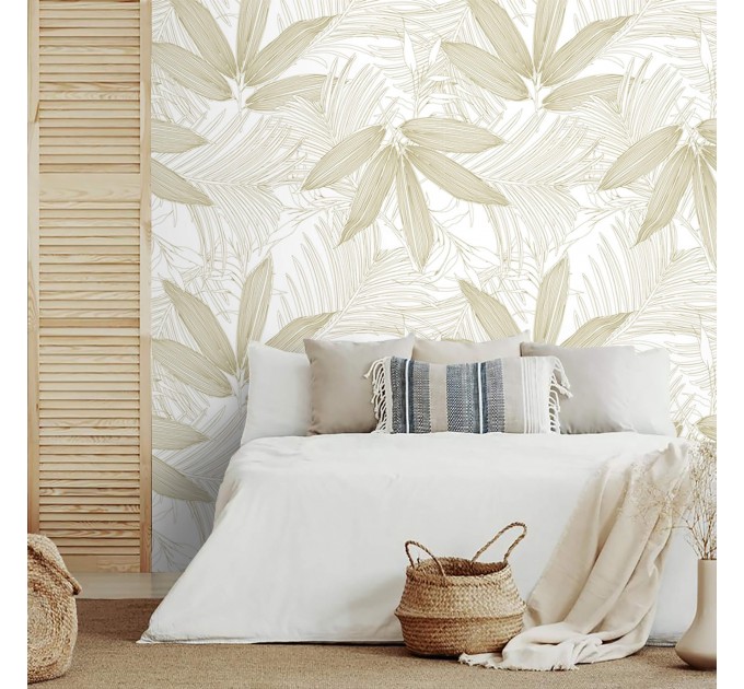 Tropical wallpaper minimalist palm leaves neutral colors