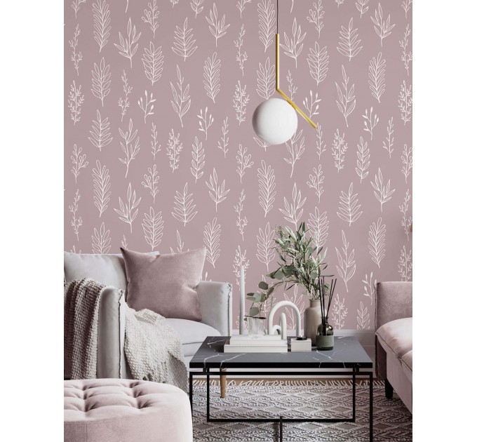 Wallpaper leaves Minimalist botanical pastel wallpaper