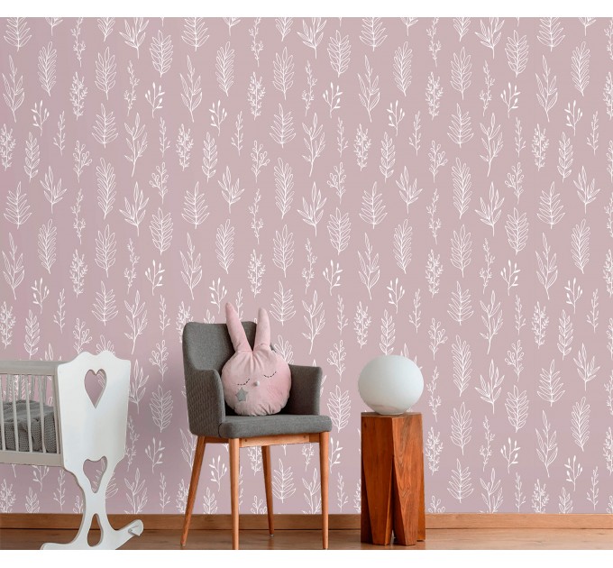 Wallpaper leaves Minimalist botanical pastel wallpaper