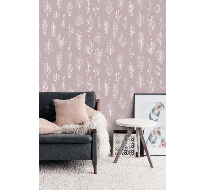 Wallpaper leaves Minimalist botanical pastel wallpaper
