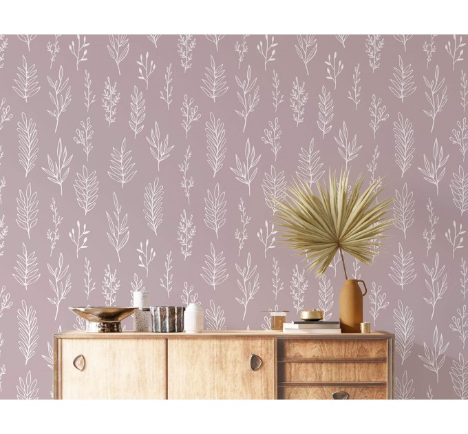 Wallpaper leaves Minimalist botanical pastel wallpaper