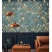 Dark Chinoiserie wallpaper birds, Vintage floral wall mural