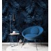 Dark blue tropical wallpaper palm leaves