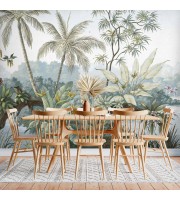 Large tropical wall mural, lush palms landscape