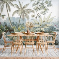 Large tropical wall mural, lush palms landscape
