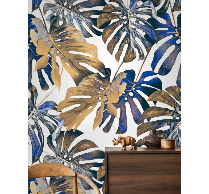 Tropical wallpaper monstera large leaves