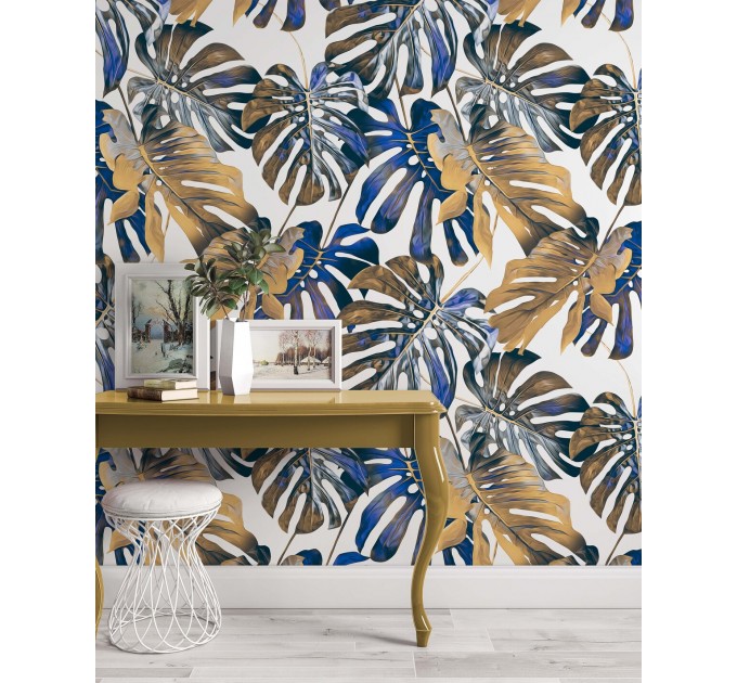 Tropical wallpaper monstera large leaves